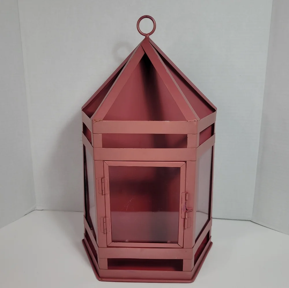 Charming Extra Large Metal and Glass Vintage Lantern Wall Sconce Rare